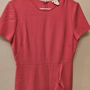 Shoshanna Coral Pink Short Sleeve Midi Sheath Dress